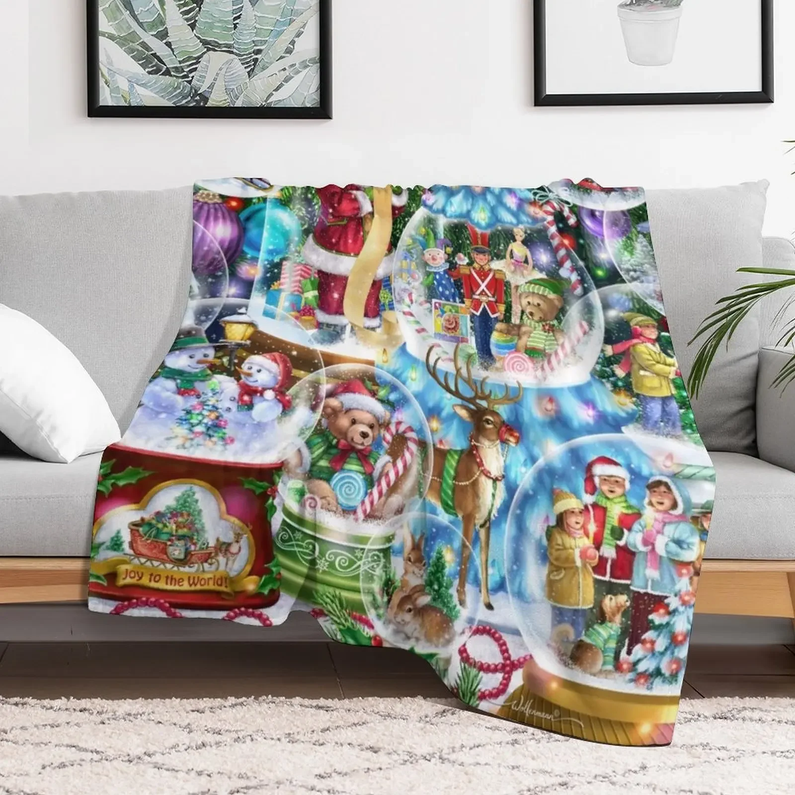 Christmas Snow Globes Throw Blanket Soft Home Decor Blanket for Couch Bedroom