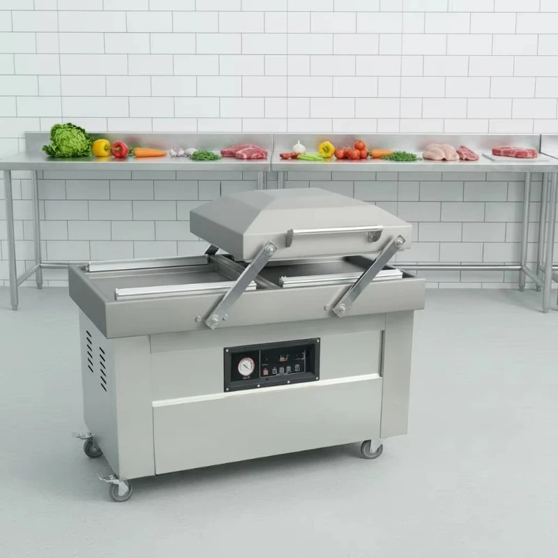 600PD Electric Semi-Automatic Dual Chamber Vacuum Sealer Commercial Central Kitchen Chemical Packing Machine Simple Operation