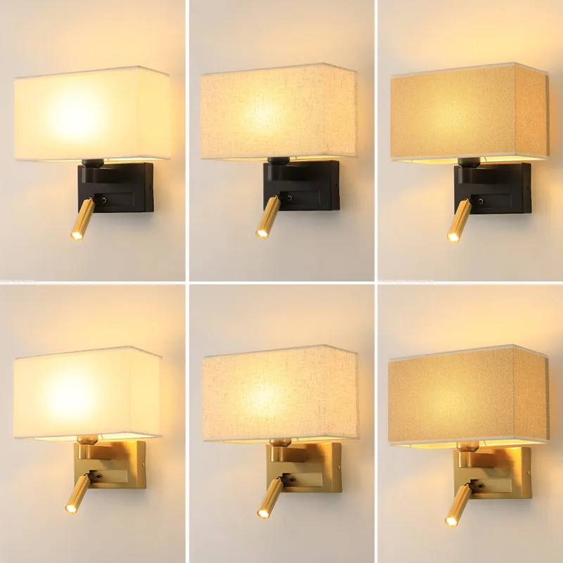 New Nordic Modern Staircase Hotel Bedhead Reading Light Chinese Living Room Bedroom Study Corridor Fabric Wall Light Sconce LED