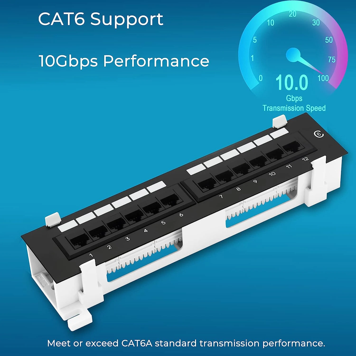 ZoeRax 12-Port Cat6 Patchpanel, Wandmontage, inklusive 89D-Halterung, vertikale oder horizontale Installation, Cat5e & Cat6 RJ45-Verkabelung – Detail 1