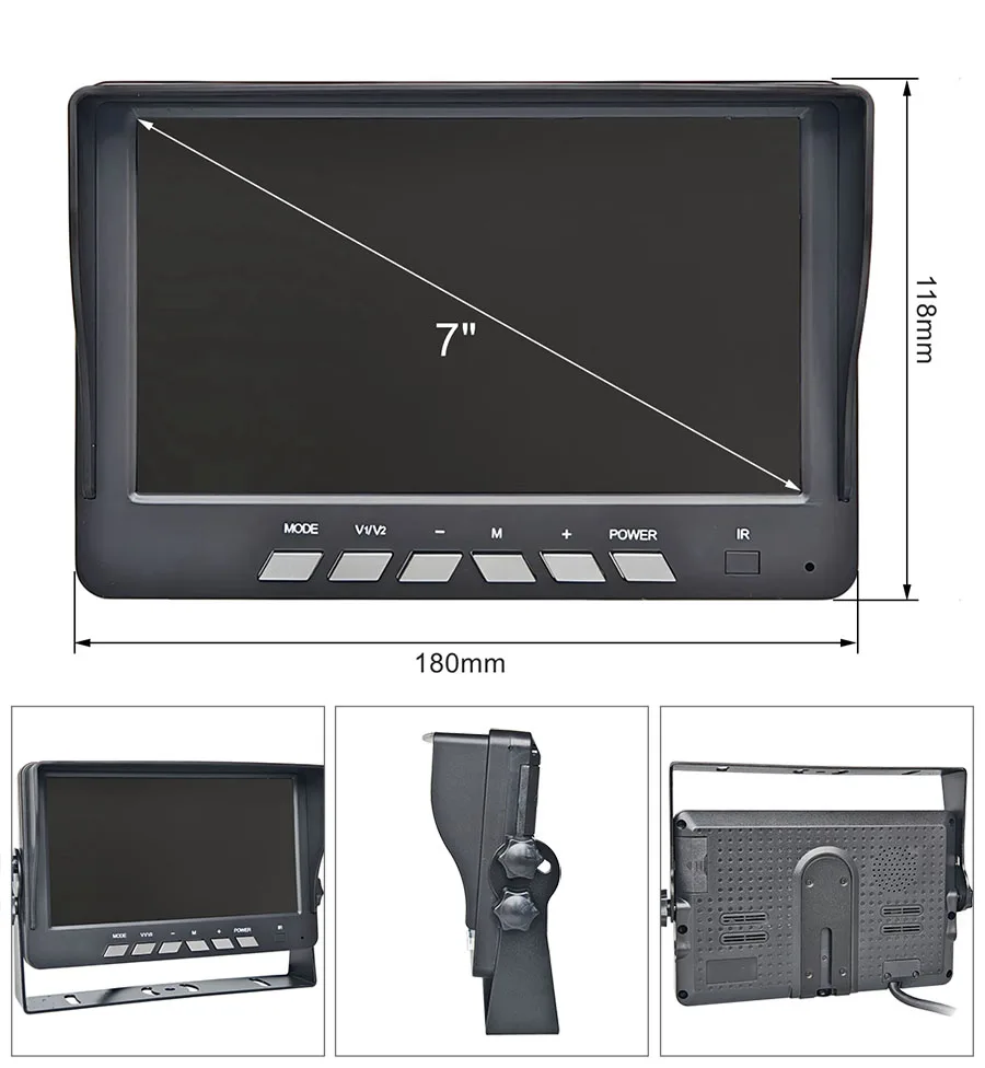 DIYKIT 7 بوصة AHD IPS 4 سبليت رباعية شاشة LCD سيارة مراقبة الرؤية الخلفية ماكس دعم 1080P كاميرا AHD تسجيل الفيديو #4