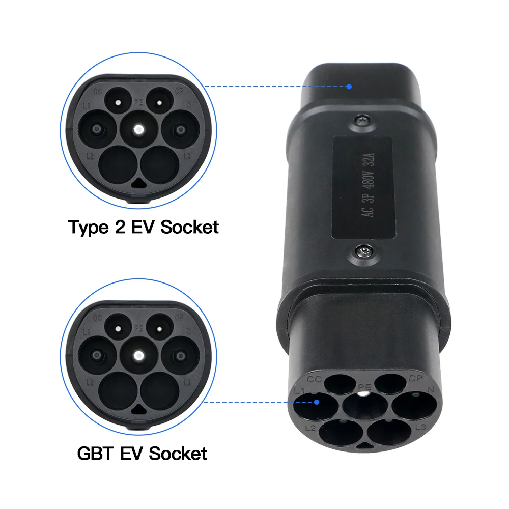 Type 2 to GBT EV Charger Adaptor IEC 62196 To GB China Standard EV Charger Converter Adapter 16A 32A for EVSE Charging