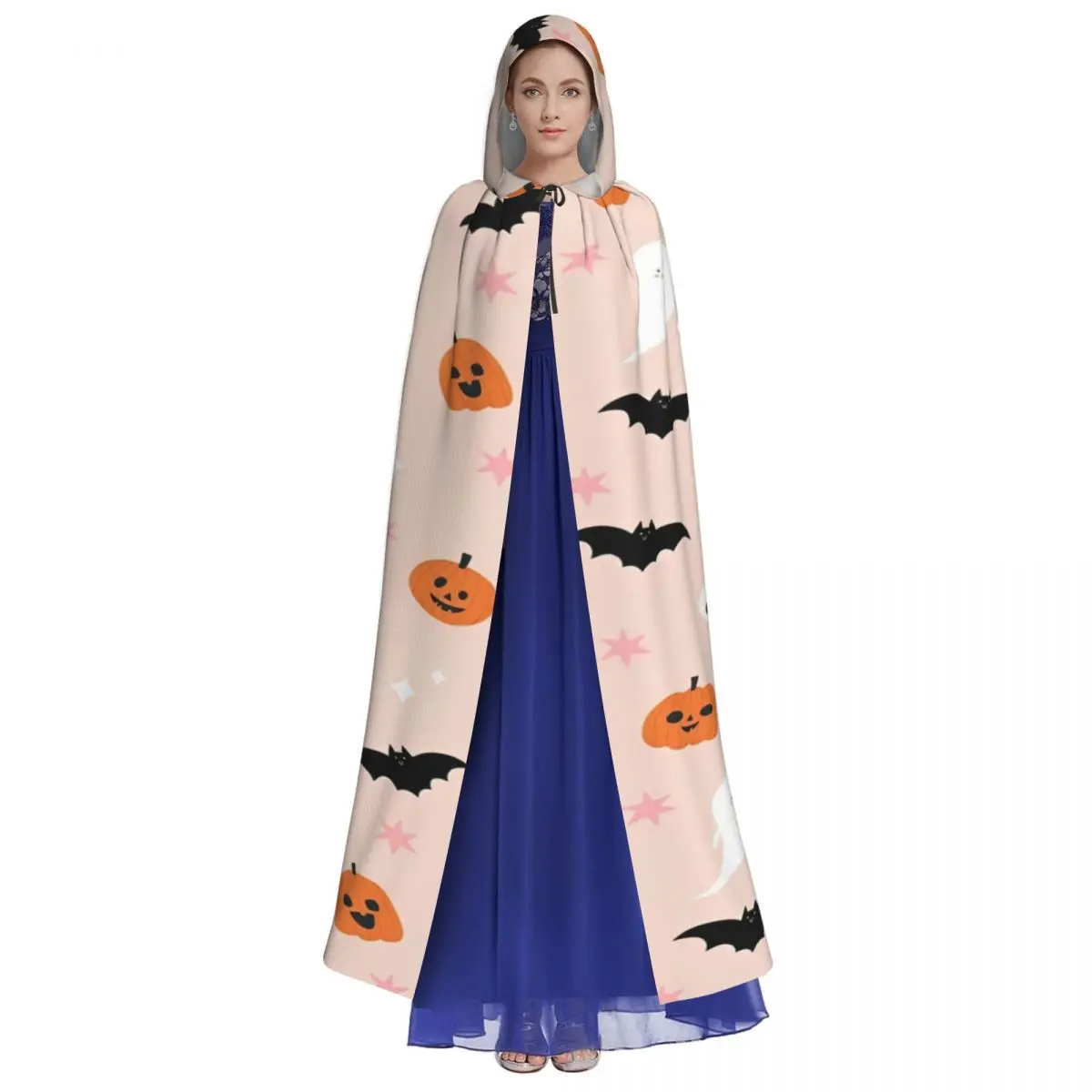 Cute Halloween Pumpkin Skeleton Bat Hooded Cloak Cape Cosplay Costume Party Accessory For Mans