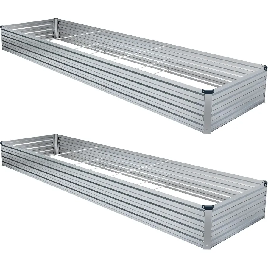 

2pcs 10x3x1FT Galvanized Raised Garden Bed-Outdoor Planter Box for Vegetables-Metal Garden BedRectangle Planting Box for Herb F