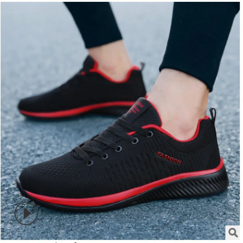 Chaussures d'athlétisme pour hommes et femmes, baskets noires décontractées en tricot, respirantes, de course, de marche et de gymnastique