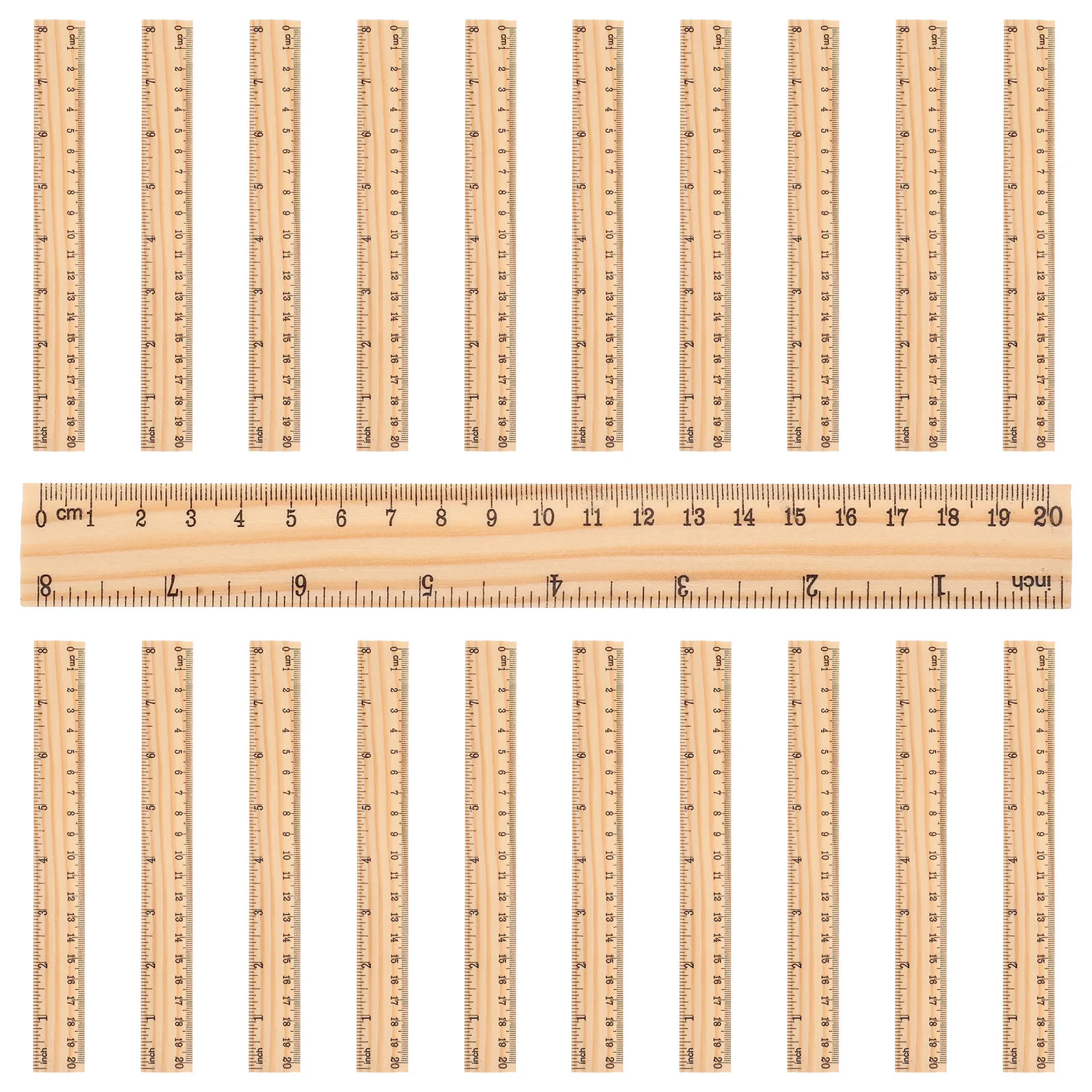 20Pcs Neat Organized Wooden Rulers Professional Grade Straight Edges for Drafting Architecture Art School Engineering Projects