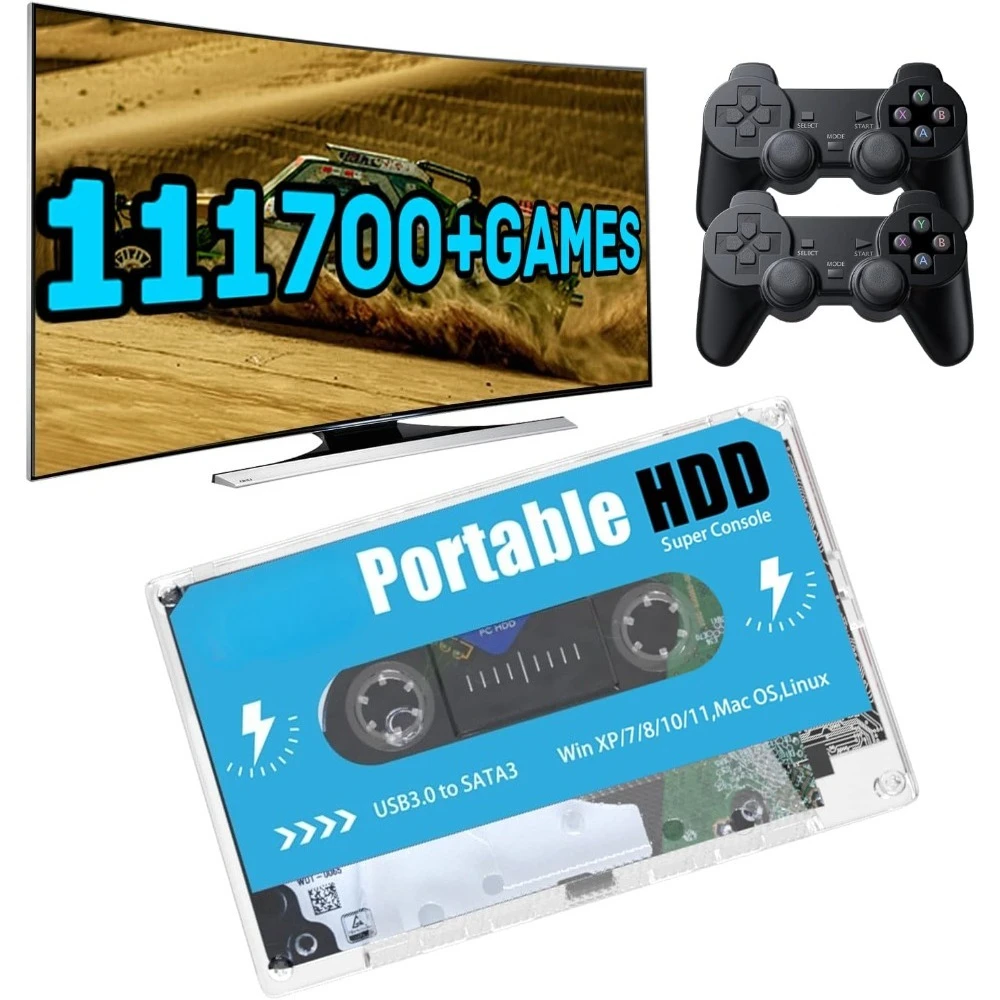 

External Hard Drive 500GB with Batocera 33 System Preloaded 111700 Retro Games Compatible for PC Laptop Windows Mac OS