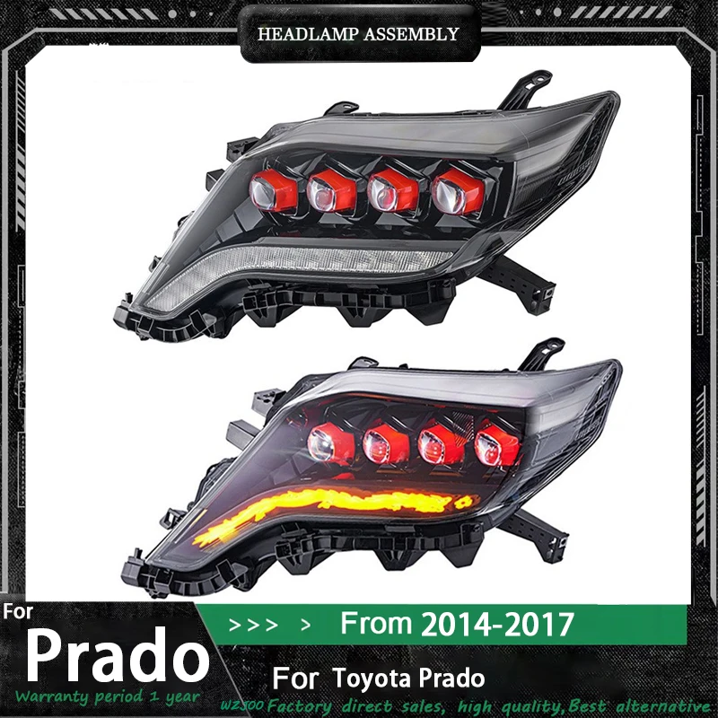 Car Styling for Toyota Prado Head Light 2014 2015 2016-2017 Prado Headlight DRL Turn Signal Low High Beam Projector Lens