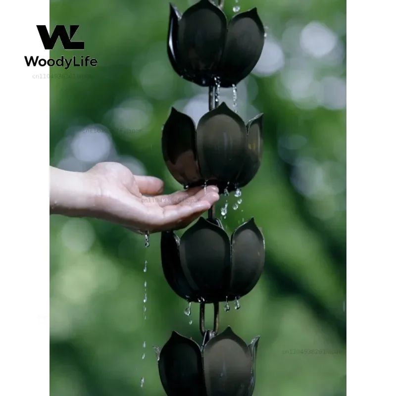 Villa rain chain Japanese eaves drainage chain Chinese  falling water diversion rain chain rain bell  trough diversion