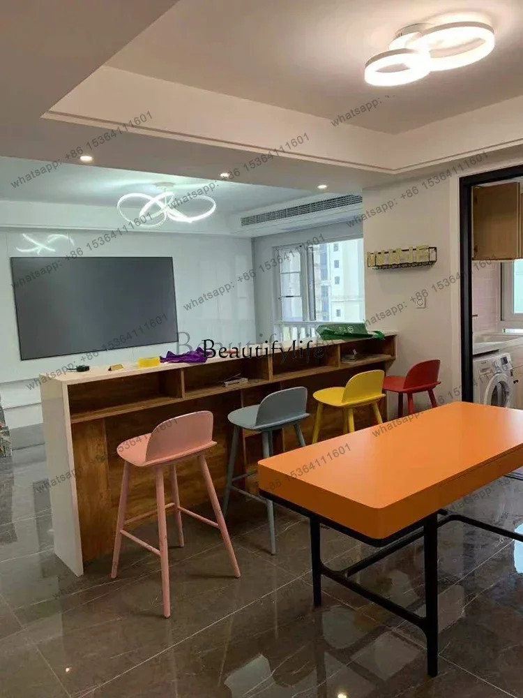 HJ Italian light luxury orange solid wood office desk model room study furniture complete orange writing desk