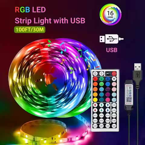 Tuya WiFi LED Strip Lights Smart Life USB 5050 RGB Lamp Tape TV PC Backlight Room Light Flexible Diode Work With Alexa Google