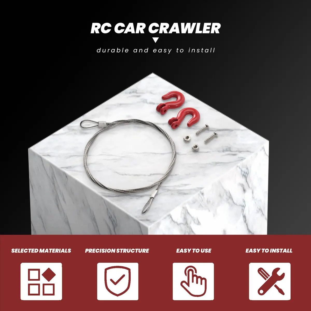 ABXY 1/10 RC car Crawler Steel Tow Rope with Hooks for SCX10 Wraith D90 Toy parts