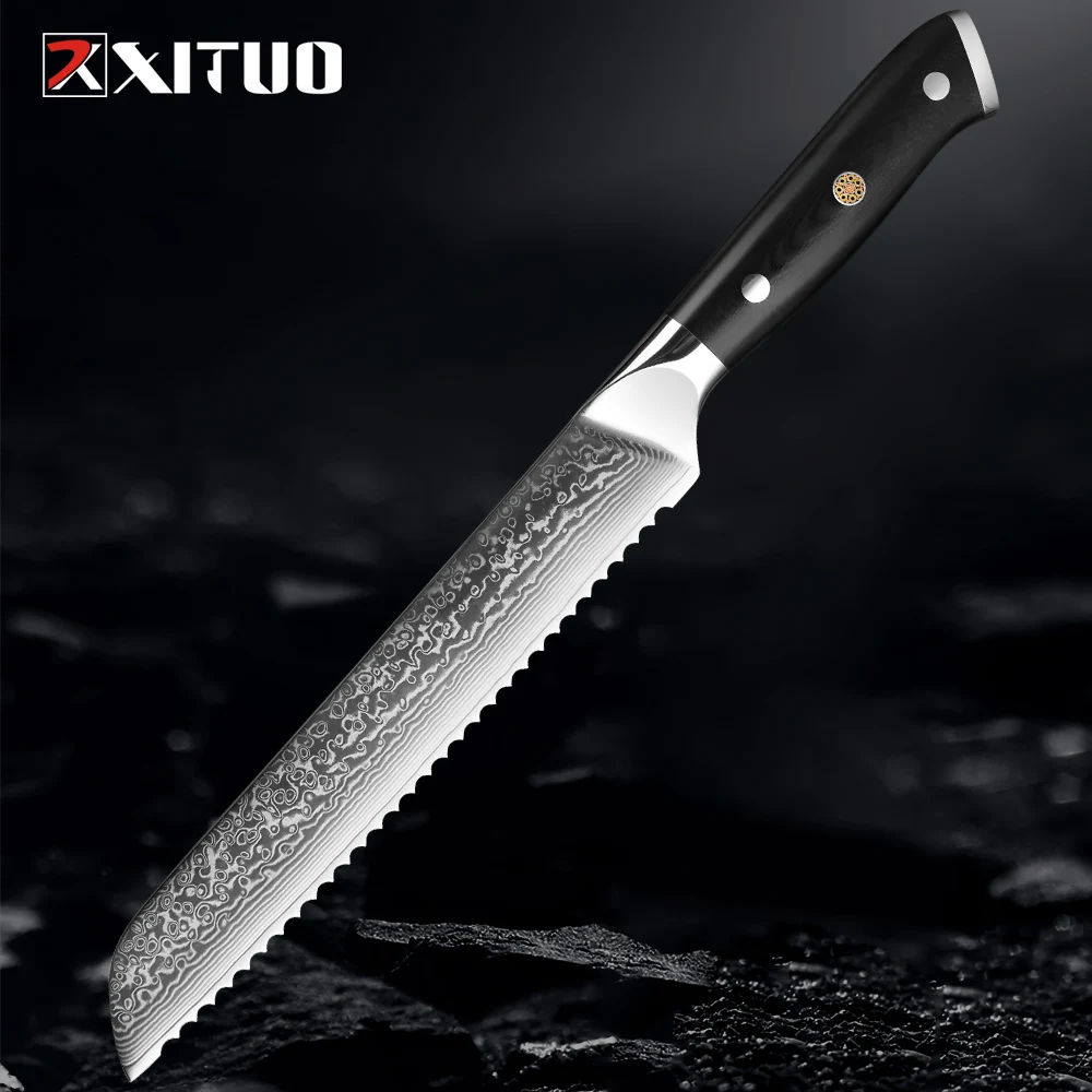 Family Restaurant Pro Bread Knife 8 Inch Bread Knife 67 Layers Damascus Super Steel Kitchen Knife Cake Knife Cooking Knife