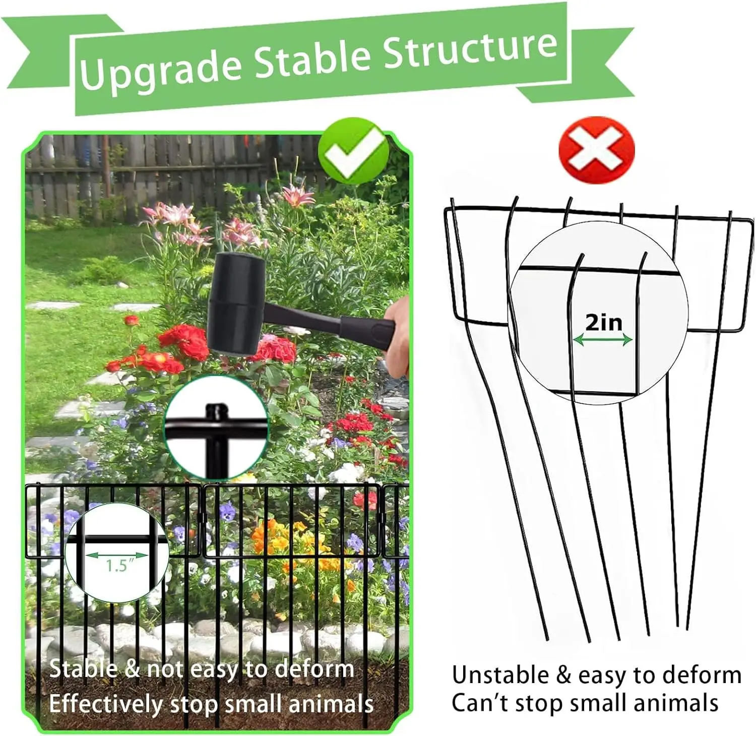 10 عبوات من سياج الحديقة المعدني المقاوم للصدأ، ارتفاع 17 بوصة × 10 قدم طول، حاجز بدون حبوب للكلاب والأرانب