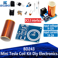 1~10PCS EGBO BD243 Mini Tesla Coil Kit Magic Props DIY Parts Empty Lights Technology Diy Electronics BD243C