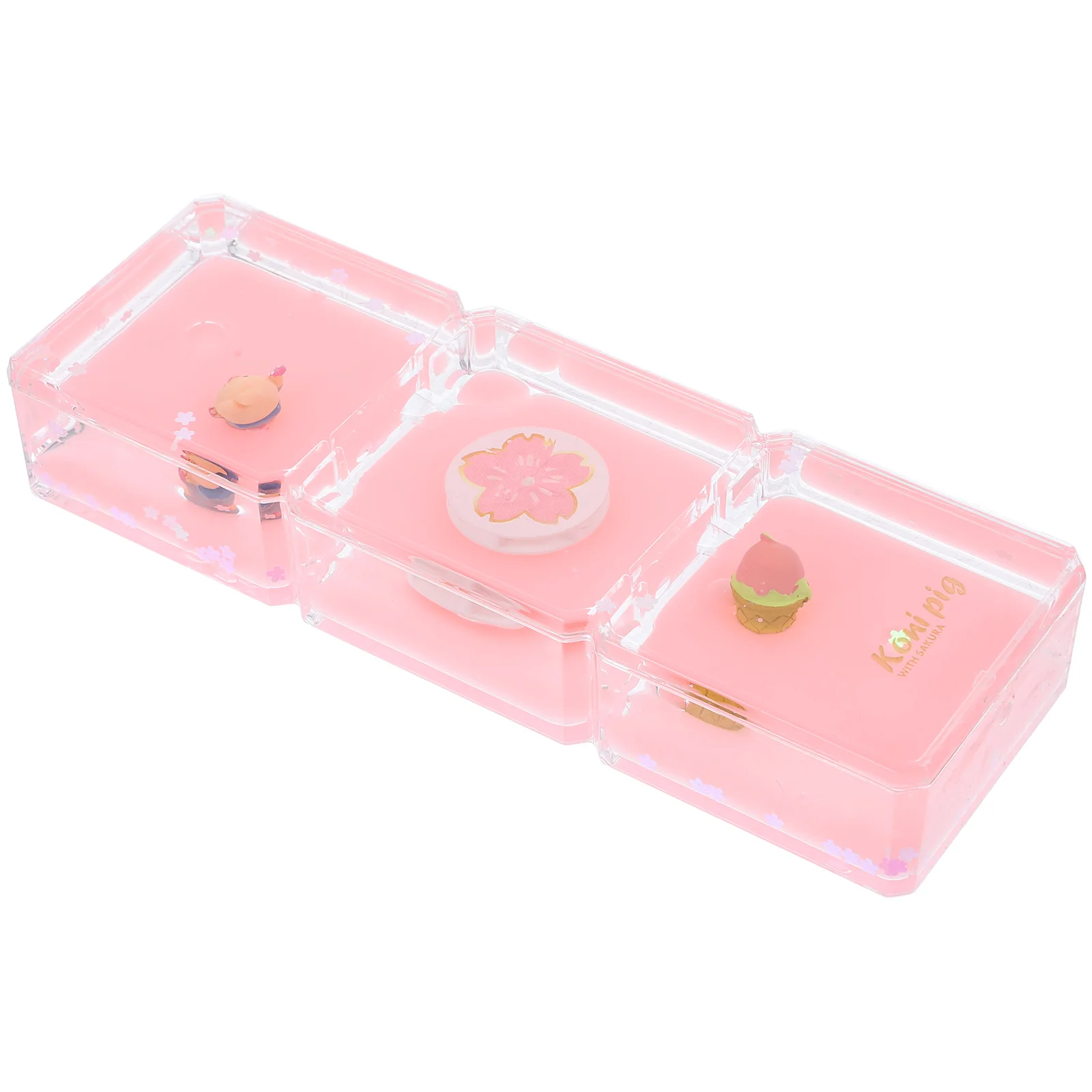 Sakura Pig Ornament Oil Hourglass Decoration Liquid Desktop Droping Resin Funny