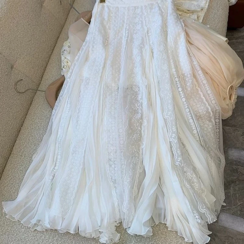 

Skirts Women Mid Length Skirt A Line Slim Fit Lace Sexy Solid Casual Regular Elegant Splice Y2k Streetwear Work 2026 Spring