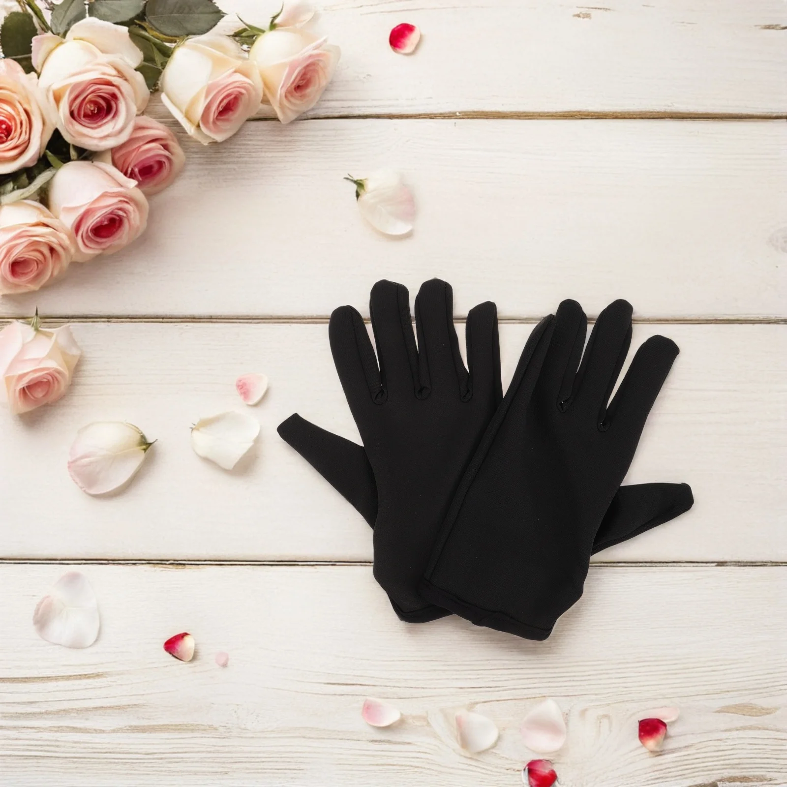 

1 Pair Heat Resistant Gloves For Hair Styling Flexible Five Finger Design Comfortable Strap Reusable Protective Gloves For