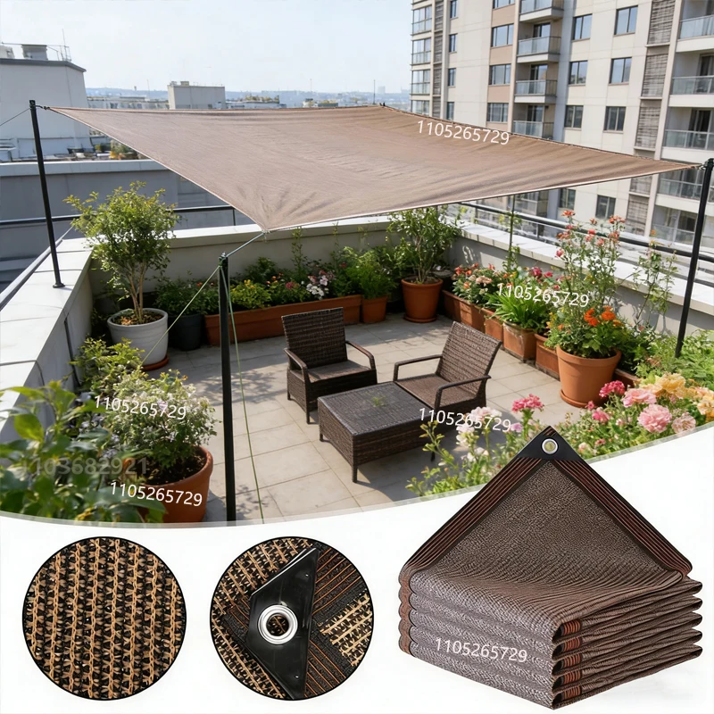 Coffee colored polyethylene garden shade net, outdoor greenhouse garden pavilion UV protection, plant shade net