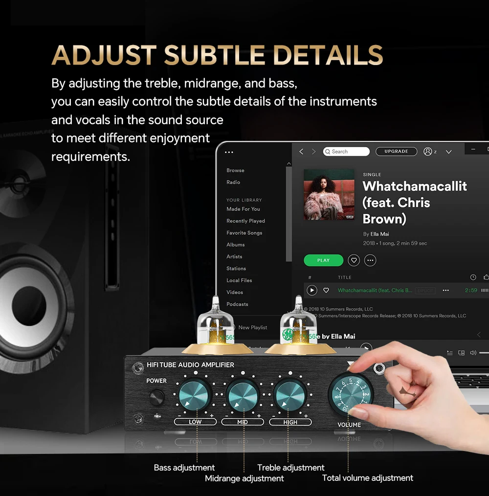 Desktop Preamp Amplifier JWM 5456 Tube Preamp Equalizer Audiophile HIFI Stereo Preamplifier