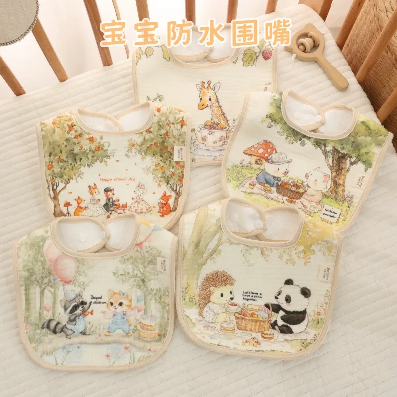 

New Gauze U-shaped Baby Bibs Cute 6 Layers Cotton Saliva Towel Newborn Burp Cloths Bandana Scarf for Boy Girl Feeding Drool Bib