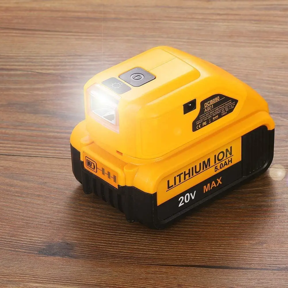 

Фонарь для инструментов, совместимый с литиевыми аккумуляторами DeWalt 14.4-18В, USB+Type-C с выходом постоянного тока, DCB0, 90 светодиодов