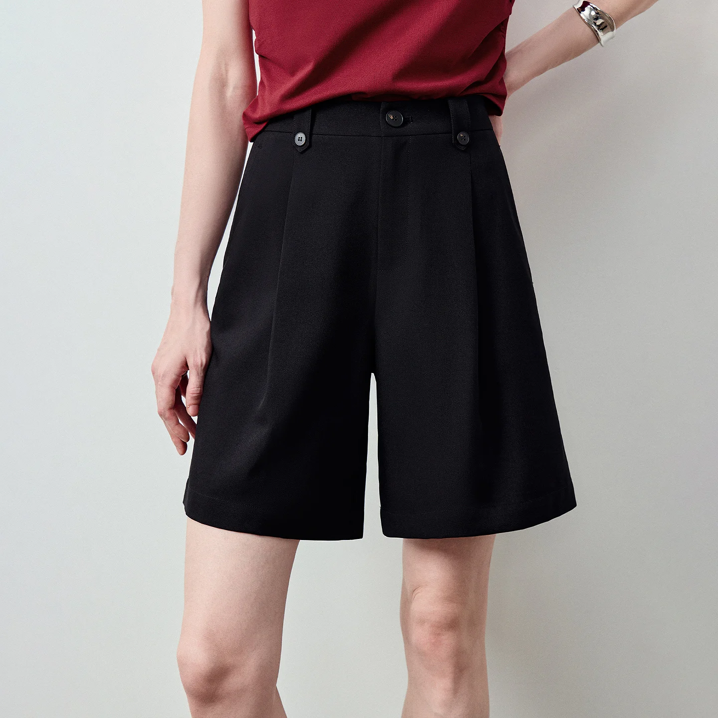 TOYOUTH Women Casual Pants 2026 Summer High Waist Drapey Office Commute Slim Wide Leg Shorts Stylish Trousers