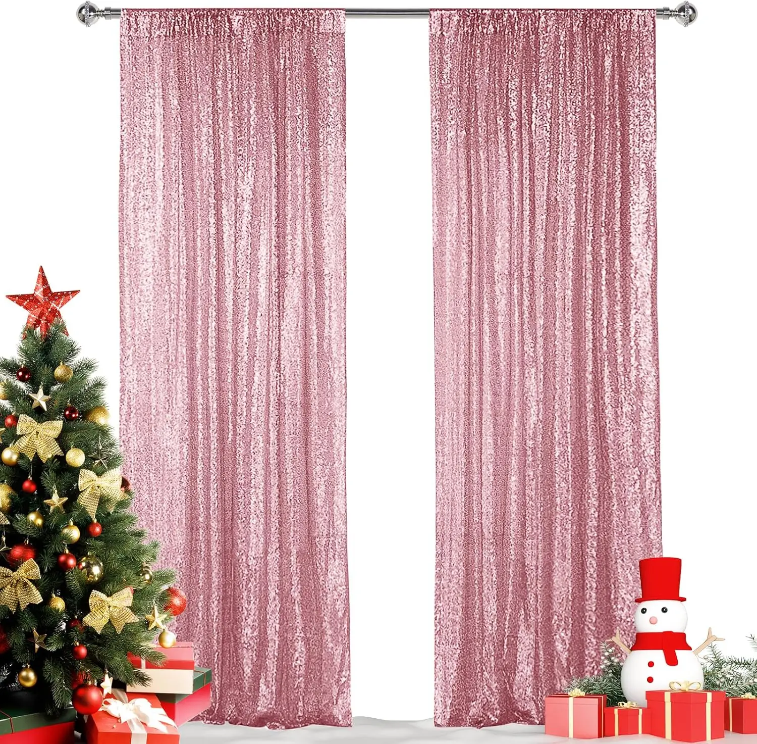 Sparkly Sequin Backdrop Curtain, Gold, Silvery, Pink, Party, Wedding, Christmas, Baby Shower, Stage Decor, 2x8ft