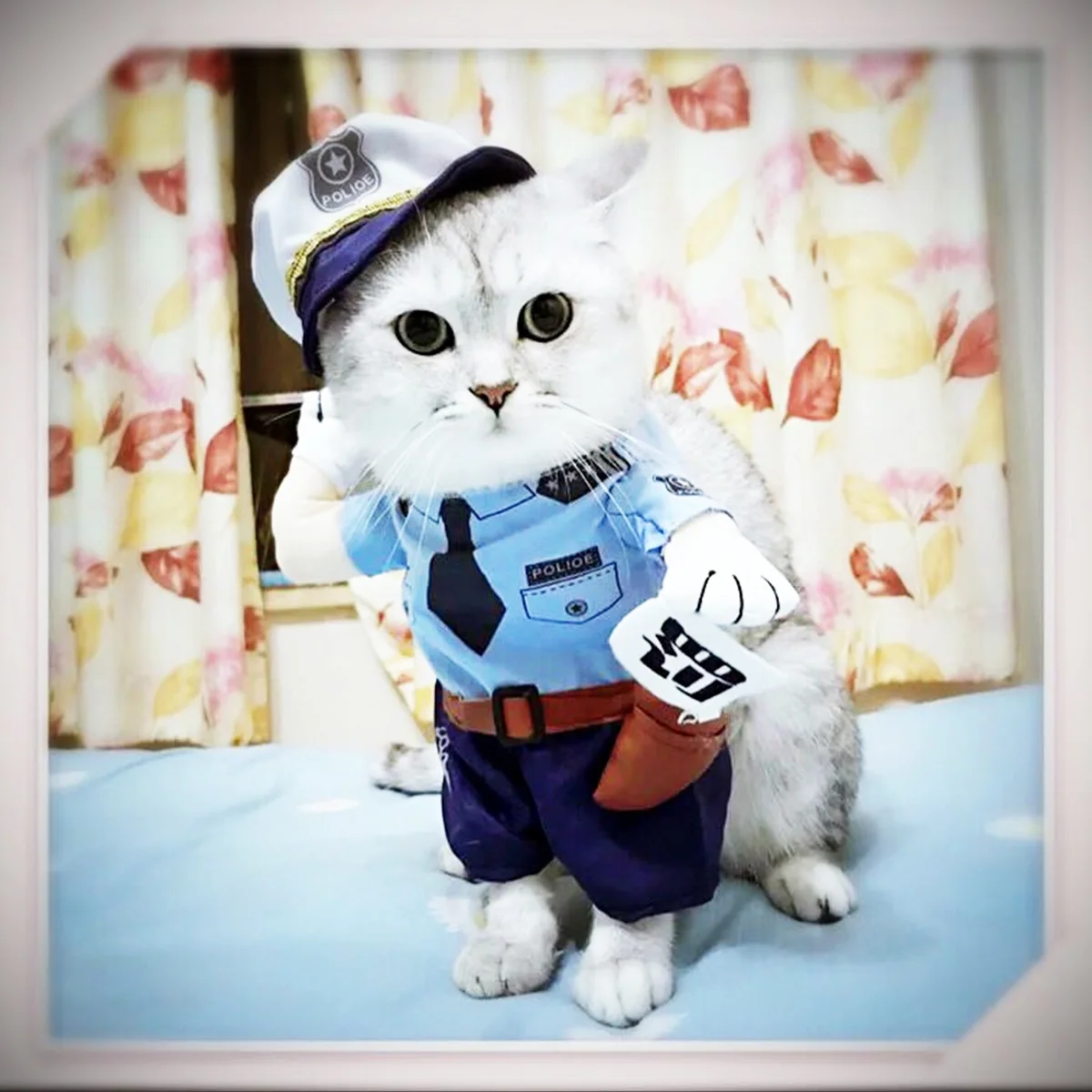 

1PC Cat Clothes Police Costume Premium Material Halloween Christmas Birthday Photo Shoot Play Dates Easy On Off Outfit