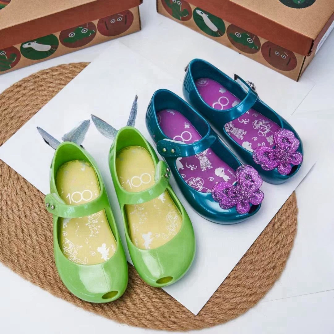 

New Girls Fish Mouth Sandals Children's Jelly Butterfly Fairy Printed Beach Shoes Baby Kids Soft Sole Non-slip Casual Shoes