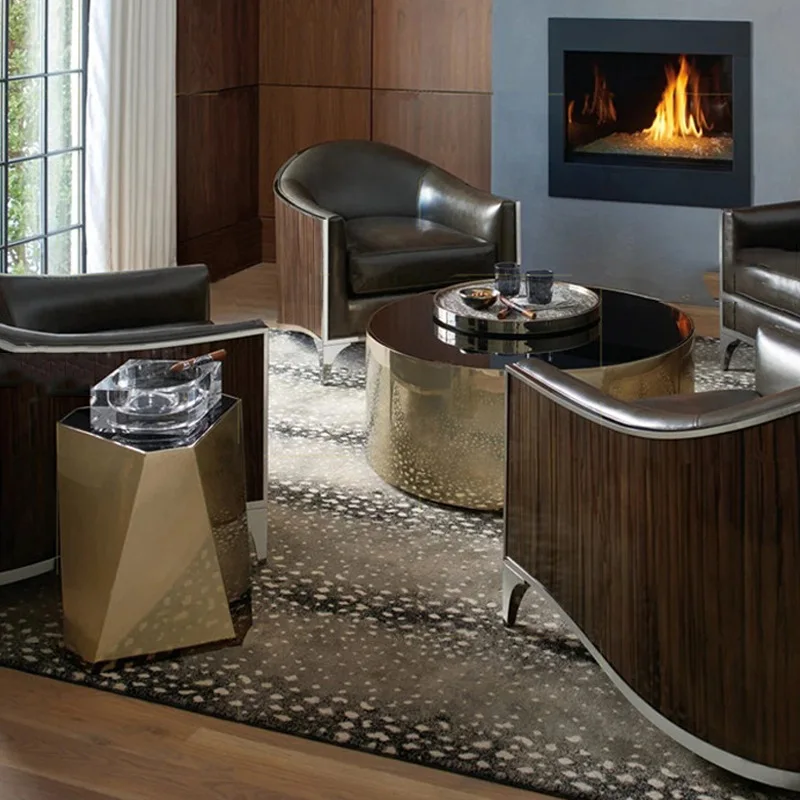 Sofa corner model room stainless steel marble small side few coffee table living room special-shaped set few combinations