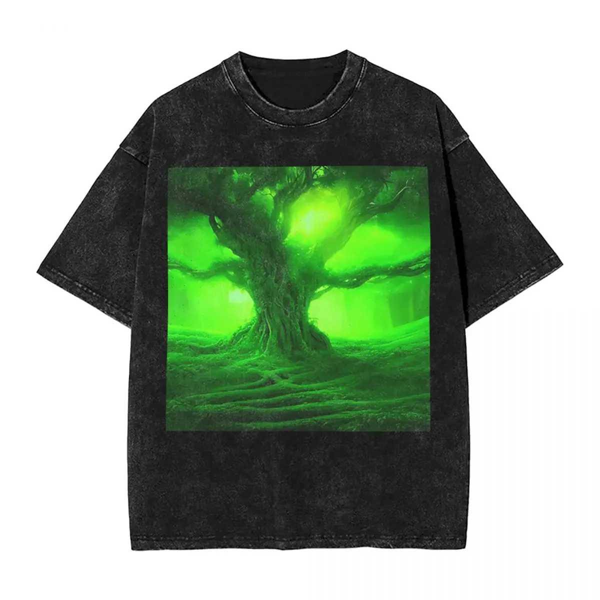 

Уличная одежда, футболки Magic Green Tree, потертая футболка с коротким рукавом, футболка в стиле хип-хоп, топы, футболки для мужчин и женщин