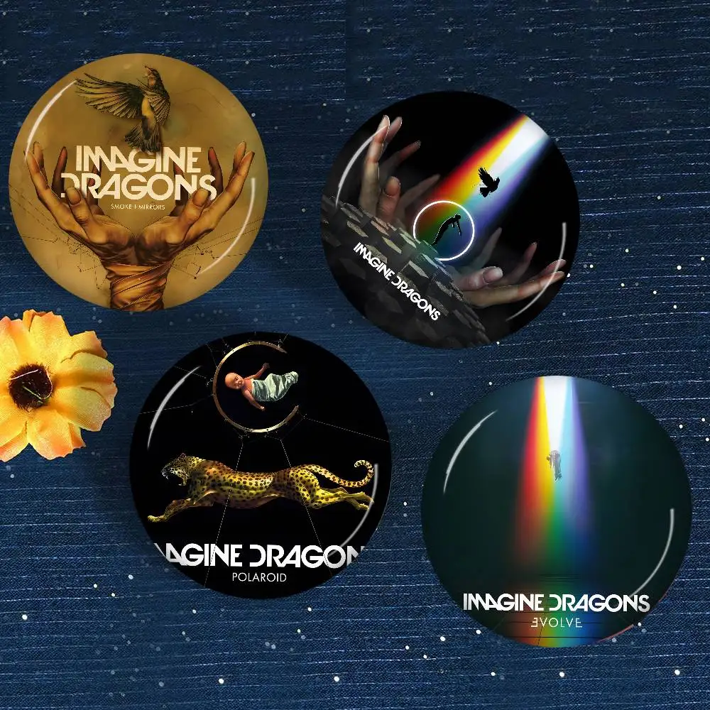 popular band I-Imagine famous D-Dragons Round Button Pins Slogan Creative Brooches Backpack Clothes Decoration Jewelry Gifts