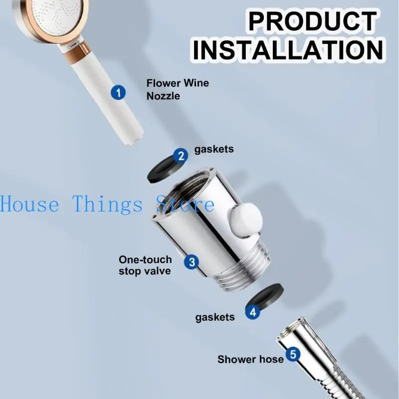 

652F 2Pcs Water Flows Control Valves Shower Head Shut Down Valves Bathroom Accessories