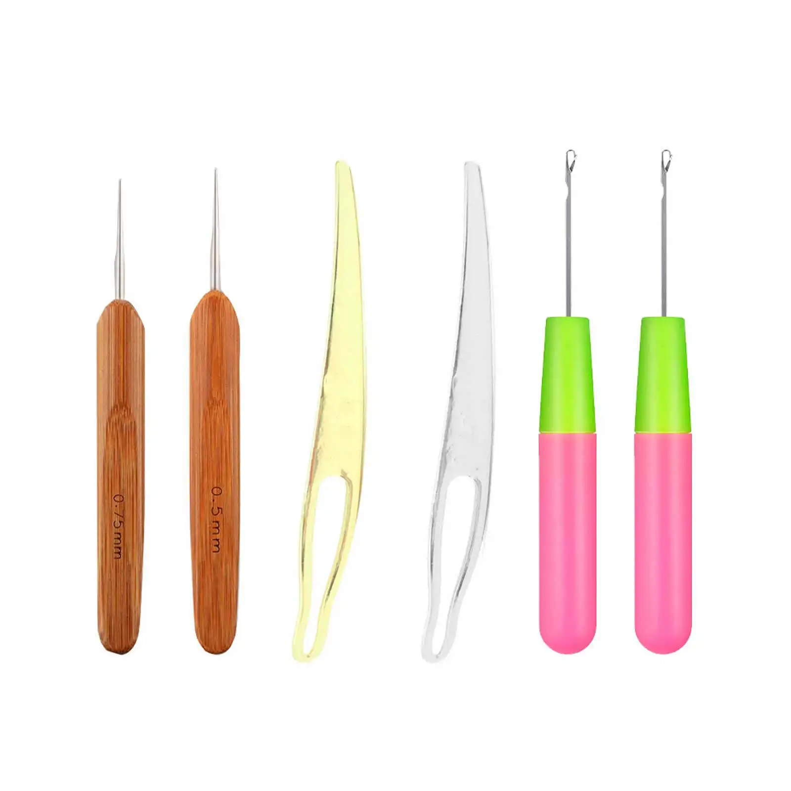 1Set Dreadlocks Knitting Needles Set Smooth Finish Wood Metal Single-Ended Crochet Tools for Salon DIY Hair Dreadlocks Accessory view 3