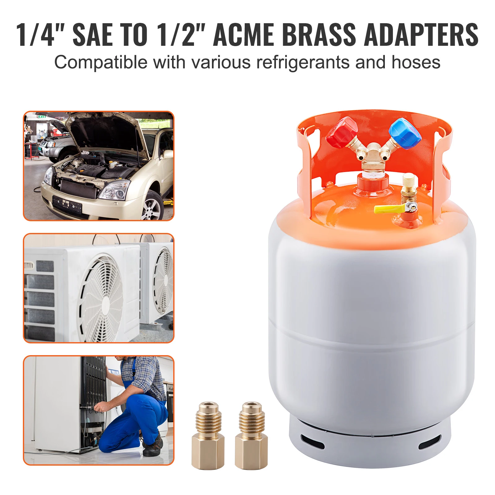 SucceBuy 30 رطل خزان استعادة المبردات 400 رطل لكل بوصة مربعة خزان اسطوانة محمول مع صمام Y لعلبة استعادة السائل/البخار لـ R22/R134A #3
