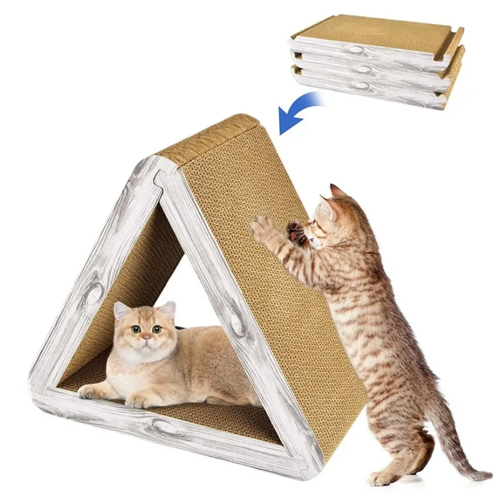 

New Vertical Cats Tower Scratcher Triangular Foldable Scratching Post Multipurpose 3 in 1 Cats Pet Product Cat Pad