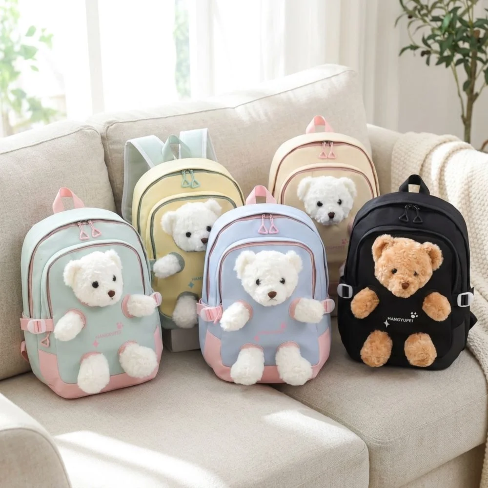 3D Cute Bear Backpack Waterproof Oxford Cloth Student Schoolbag Lightweight Versatile School Backpack Children,teenagers