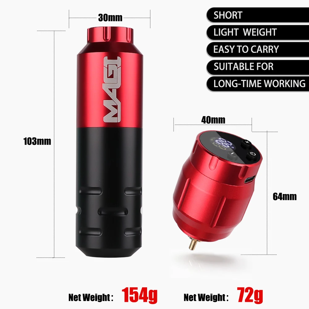 مجموعة ماكينة الوشم اللاسلكية قلم الوشم الدوار مع مصدر طاقة الوشم 1500 مللي أمبير في الساعة أدوات ماكياج دائمة للفنانين المبتدئين