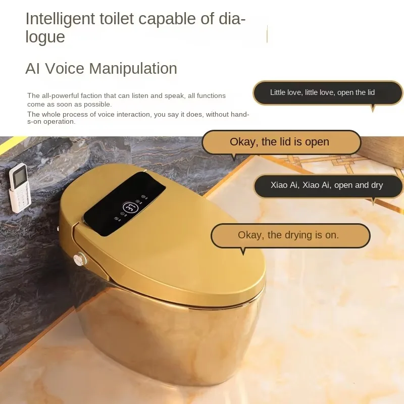 Luxury One Piece Gold Plated Hotel Automatic Ceramic Toilets Bowl Gold Wc Intelligent Bathroom Smart Toilet With Remote Control view 5