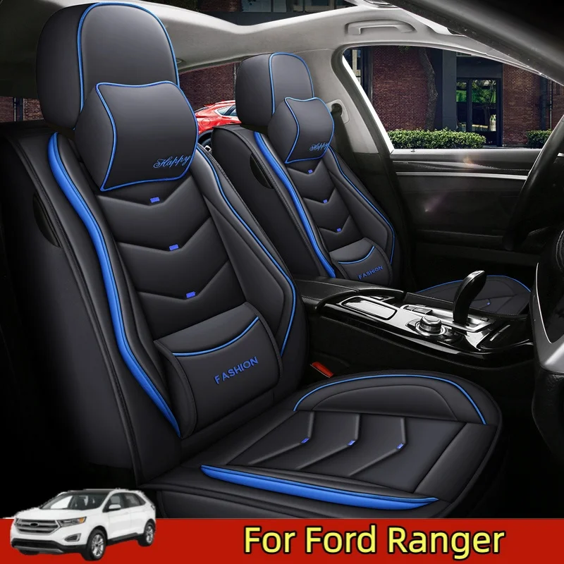 

Чехол на автомобильное сиденье Ford Ranger, высококачественный водонепроницаемый роскошный подголовник из искусственной кожи, с фиксированной талией, полный чехол на сиденье