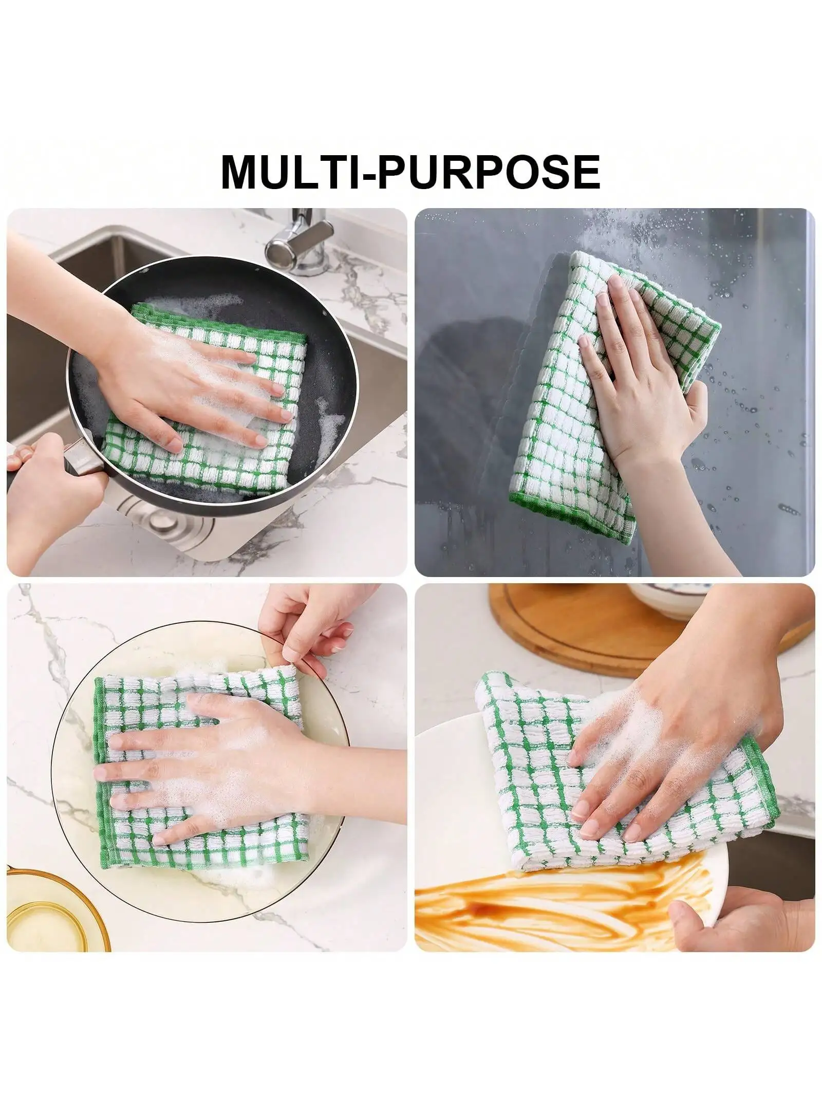 3/5PCSKitchen Dishcloths 100% Cotton Kitchen Dish Cloths for Washing Dishes Scrubbing Wash Cloths Dish Towels Sets (Mix Color)