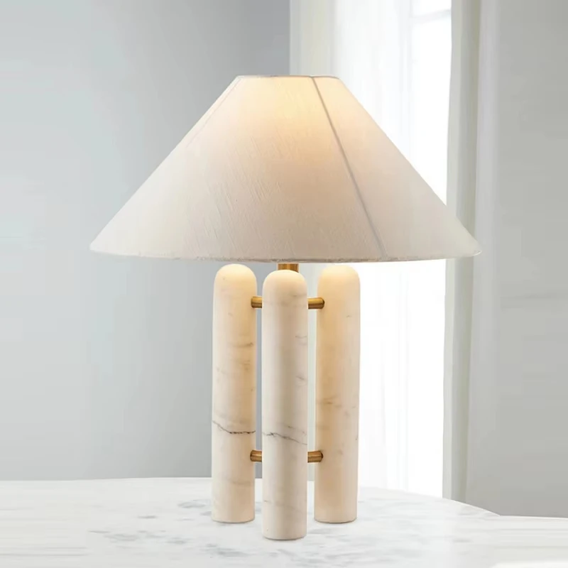 

Post-Modern Mild Luxury Marble Table Lamp Designer Room Living and Hotel Bedroom Bedside Golden Decoration