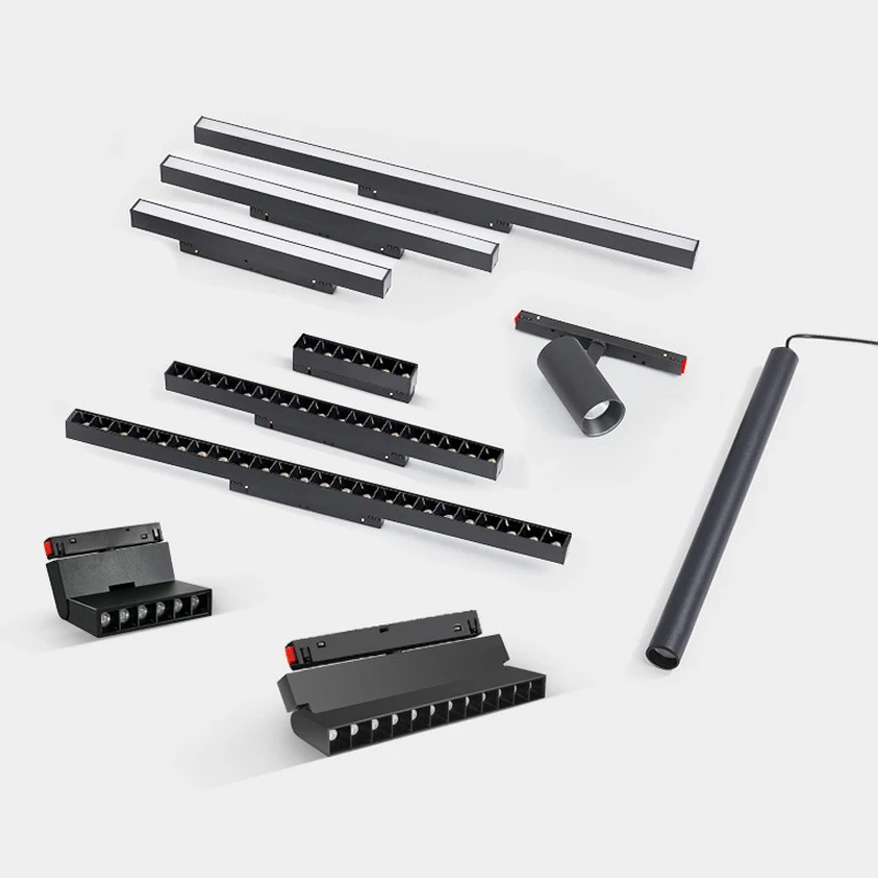 Modern Magnetic Track Lights LED Ceiling Lamp Rail Magnetic Light Fixture APP Smart System Adjustable Grille Spotlight