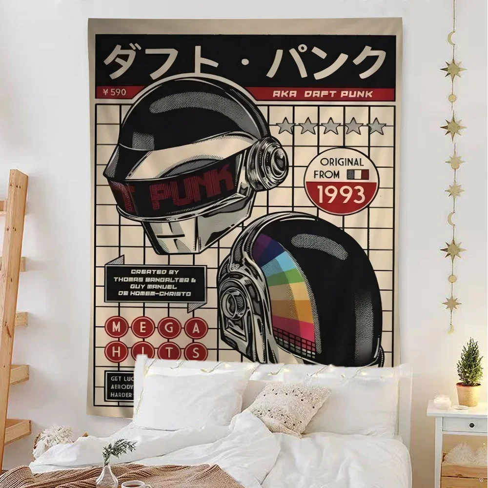 Around The World Daft Punk Colorful Tapestry Wall Hanging Bohemian Wall Tapestries Mandala Wall Art Decor