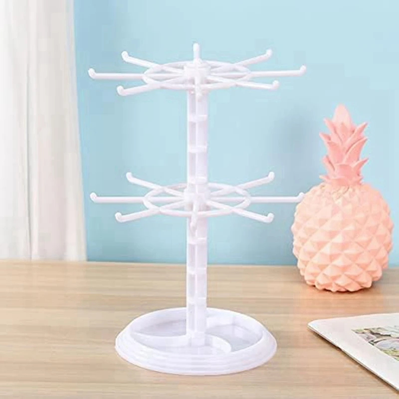 ABWR-2X rak gantungan kunci putar akrilik meja dapat diatur 2 roda Spinner pemegang tampilan pernak-pernik perhiasan Organizer Stand-A