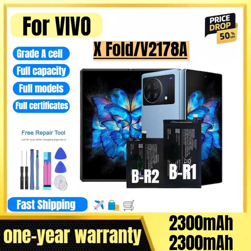 

B-R1/R2 for VIVO X Fold/V2178A Phone Battery 0 Cycle High Quality High Capacity Replacement Bateria Grade A Cell with Tools