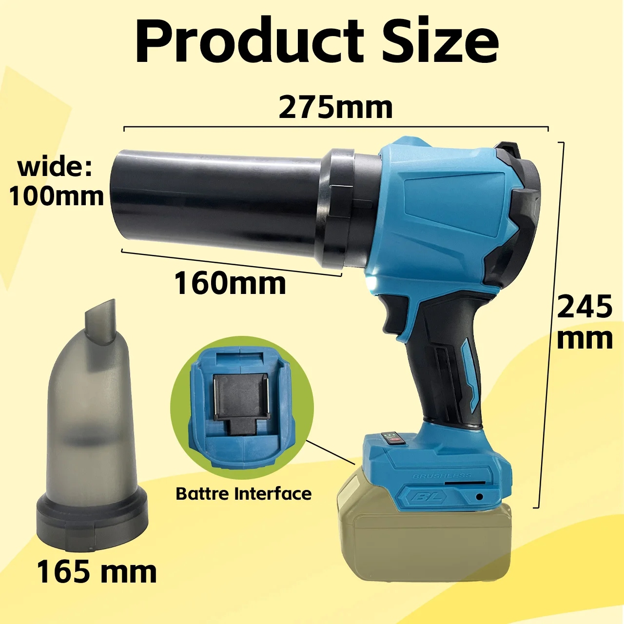 ONEVAN 3500W souffleurs d'air électriques sans brosse 300000 tr/min souffleur de feuilles sans fil portatif outils de soufflage de poussière pour broche de batterie Makita