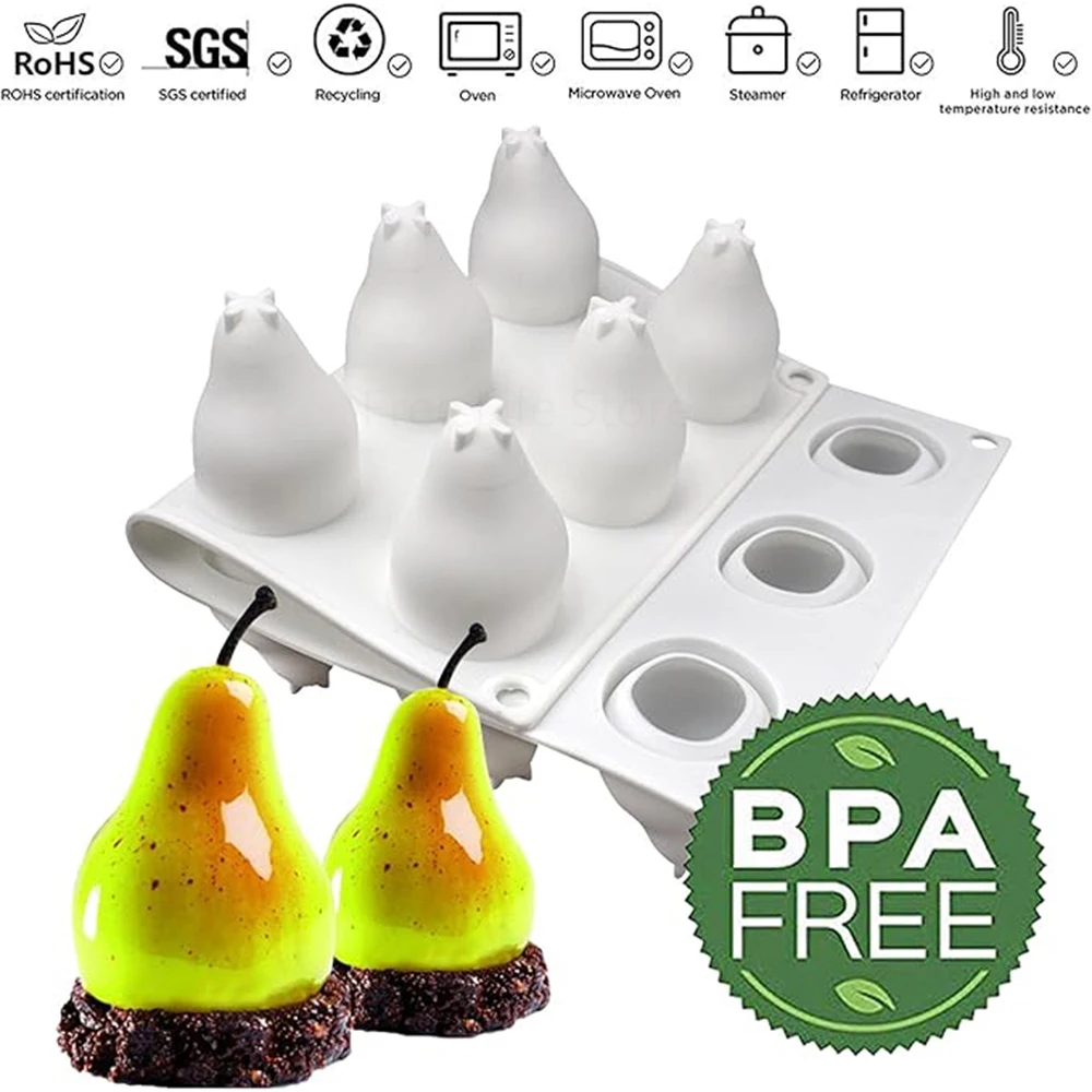 15-Cavity 3D Pear Shape Mousse Mold Silicone Baking Mold for Fondant Chocolate French Dessert Jelly Pudding Cake Decoration