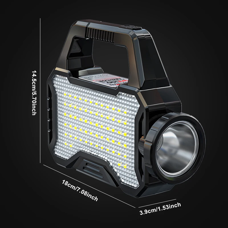 WARSUN WT100 Rechargeable LED Searchlight, Dual Light Source, 580Lm, 3 Modes,Portable Work Light